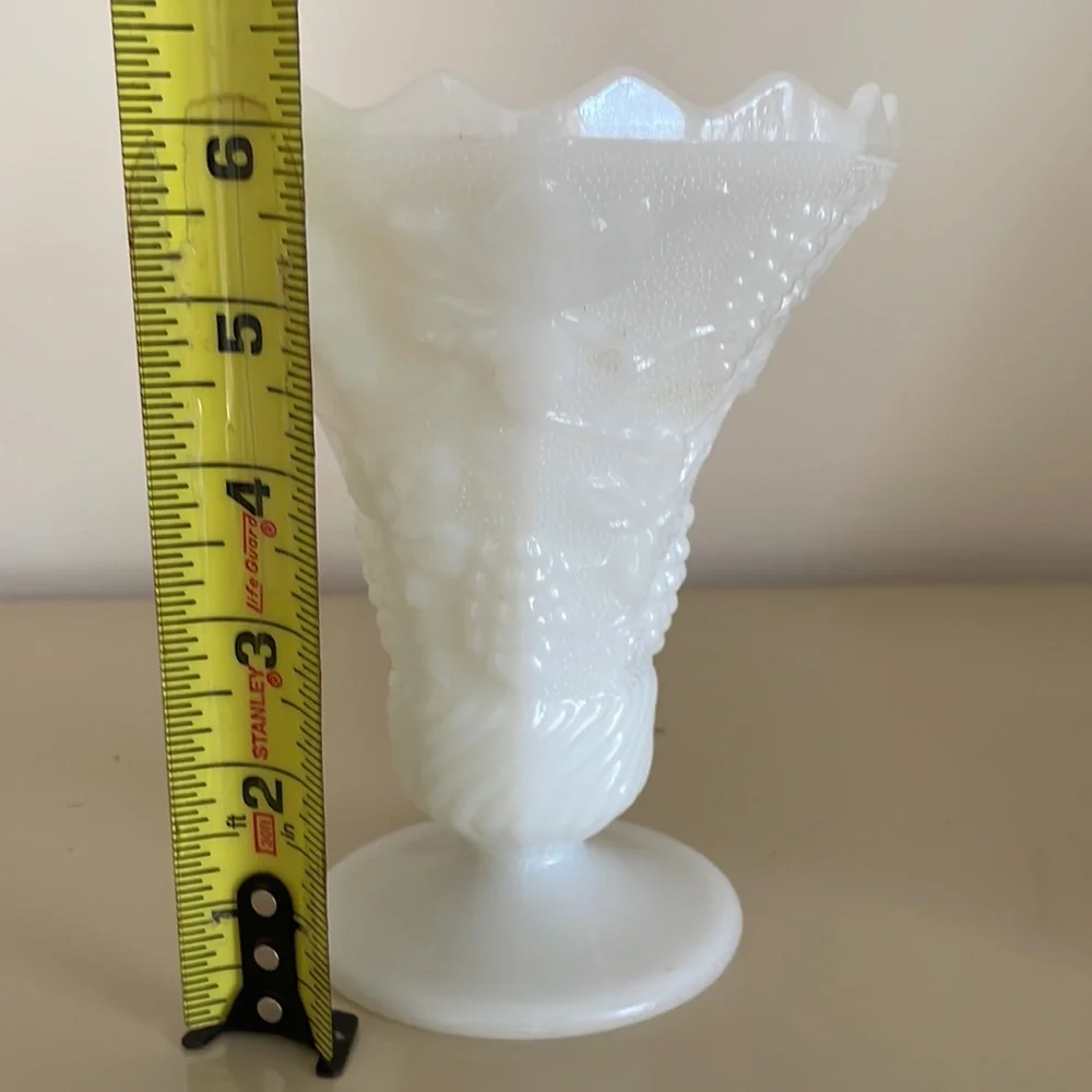 Anchor Hocking Milk Glass Pedestal Vase Vintage